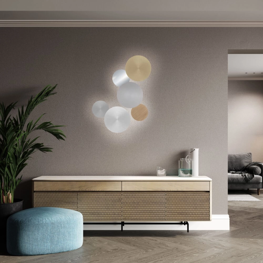 Design wall lamp Akku Puntua Ø 18cm brass Paul Neuhaus 4012248372494