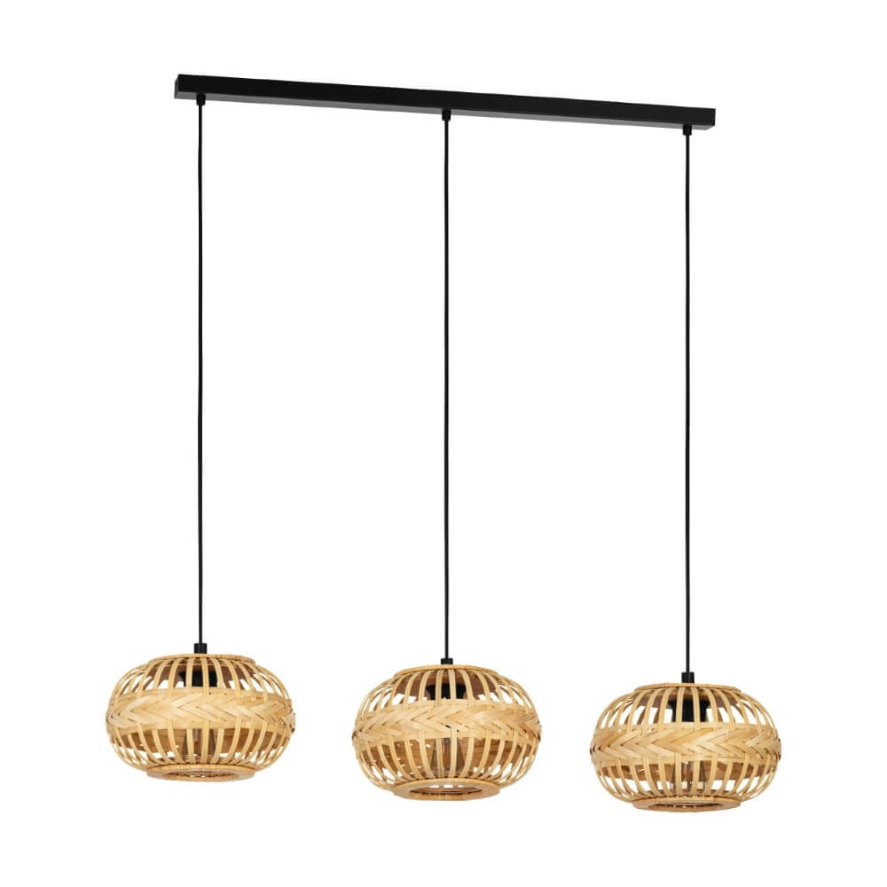 Rattan 3-light pendant lamp Amsfield 1