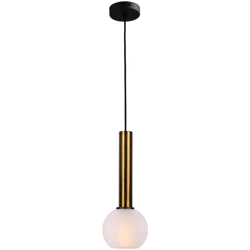Hanging lamp Ø 15cm Bella 2 Antique brass with matt white glass