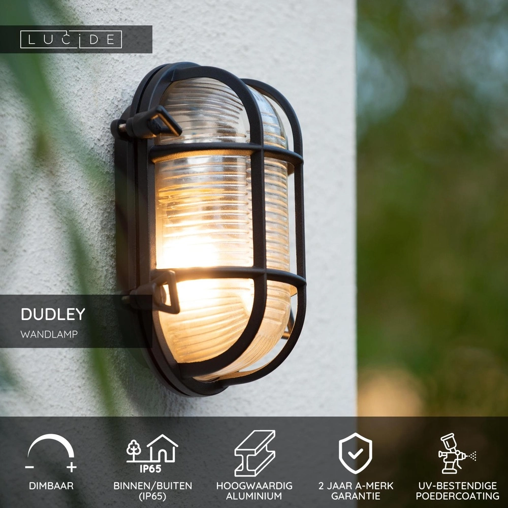 Bullseye Wall Lamp Dudley IP54 black Lucide 5411212114891