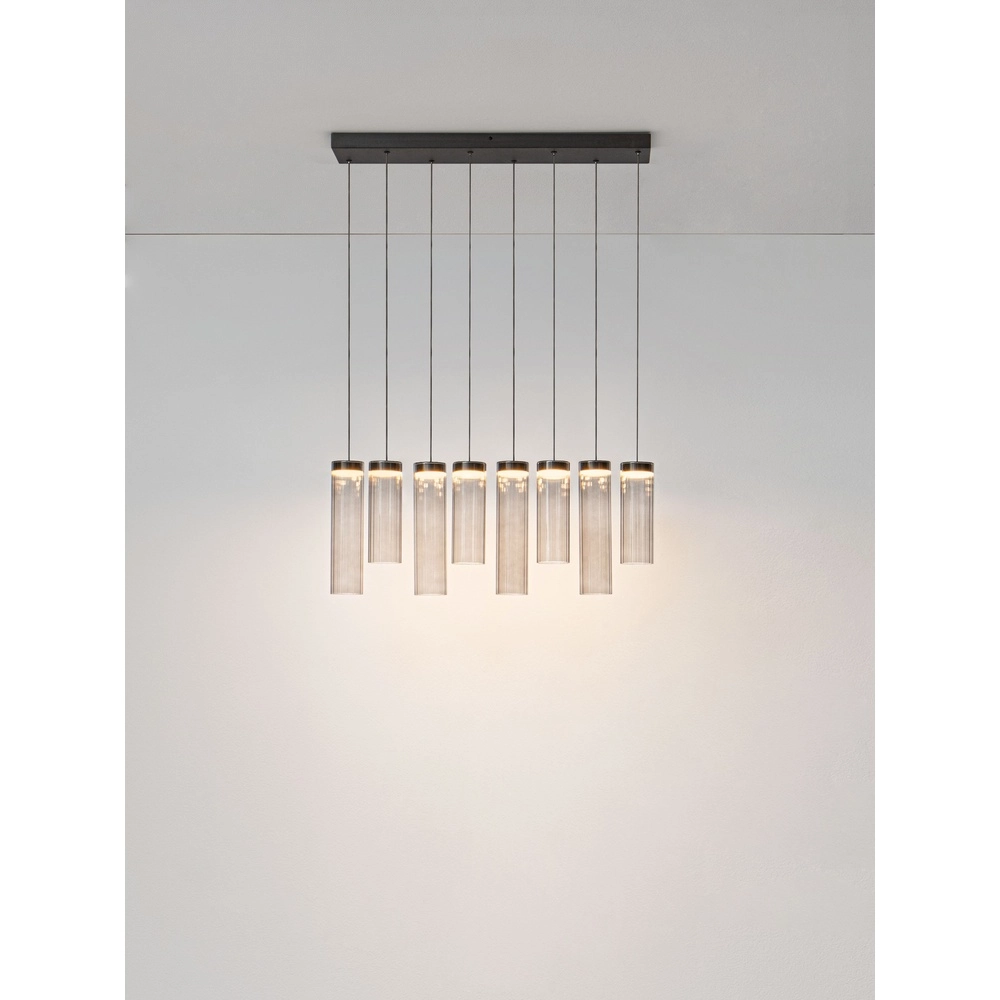 Design pendant lamp Brielle anthracite with mocha glass 8-lights Lyora 5212017495433