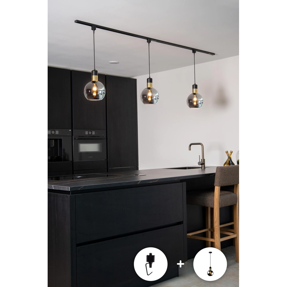 Rail pendant lamp adapter Track 1-phase black