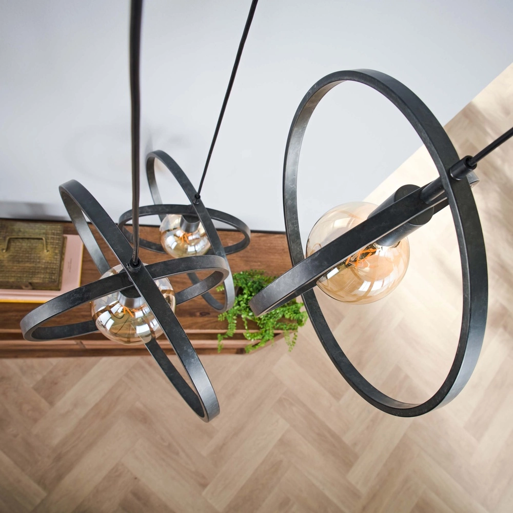3-light pendant lamp dining table Turn Ø 40cm - charcoal - excl E27 Lyora 8716803513143