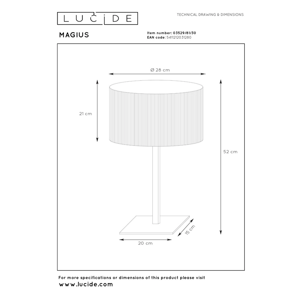 Table lamp Magius Rattan Lucide 5411212031280