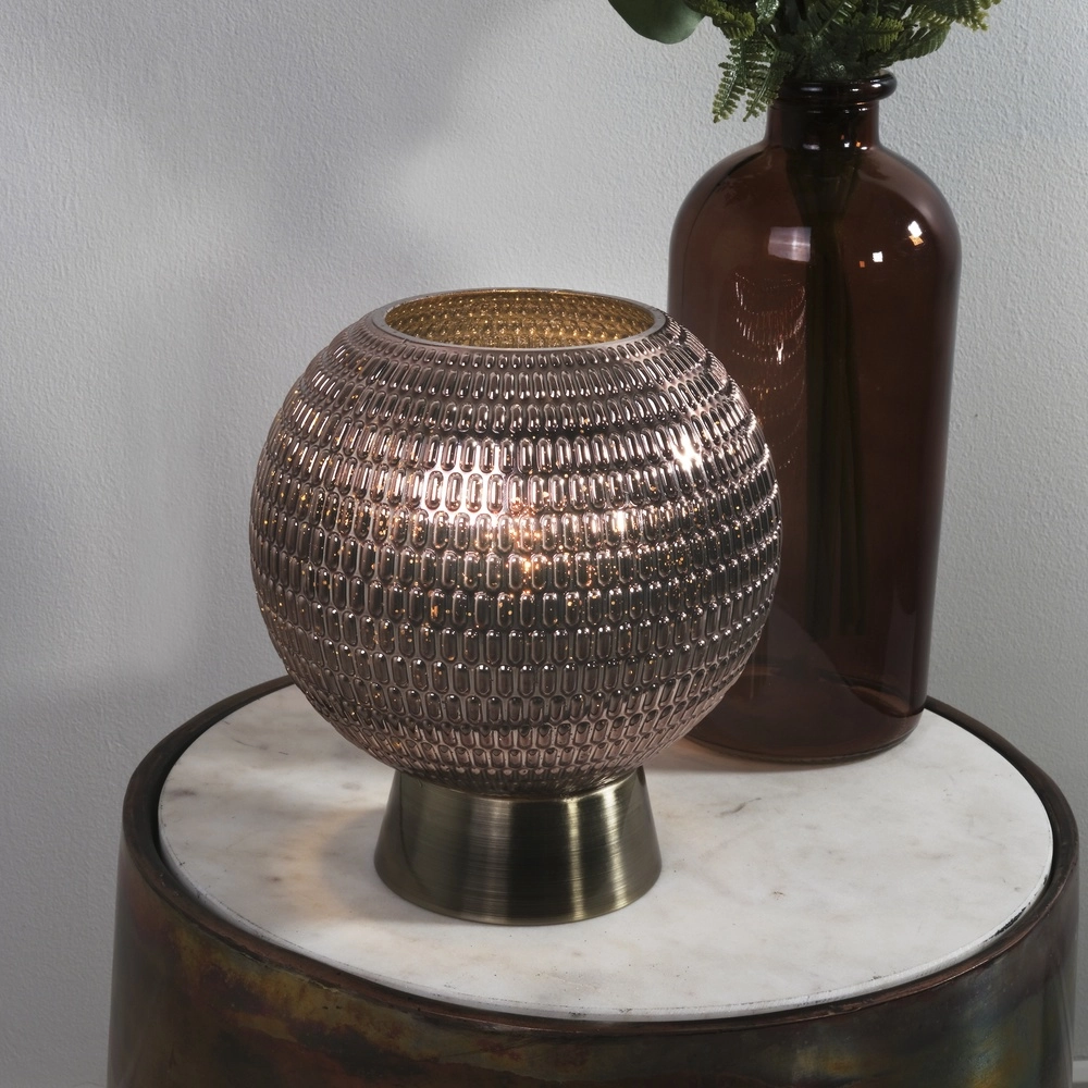 Table lamp Mila brown glass battery-powered Searchlight 5053423306940