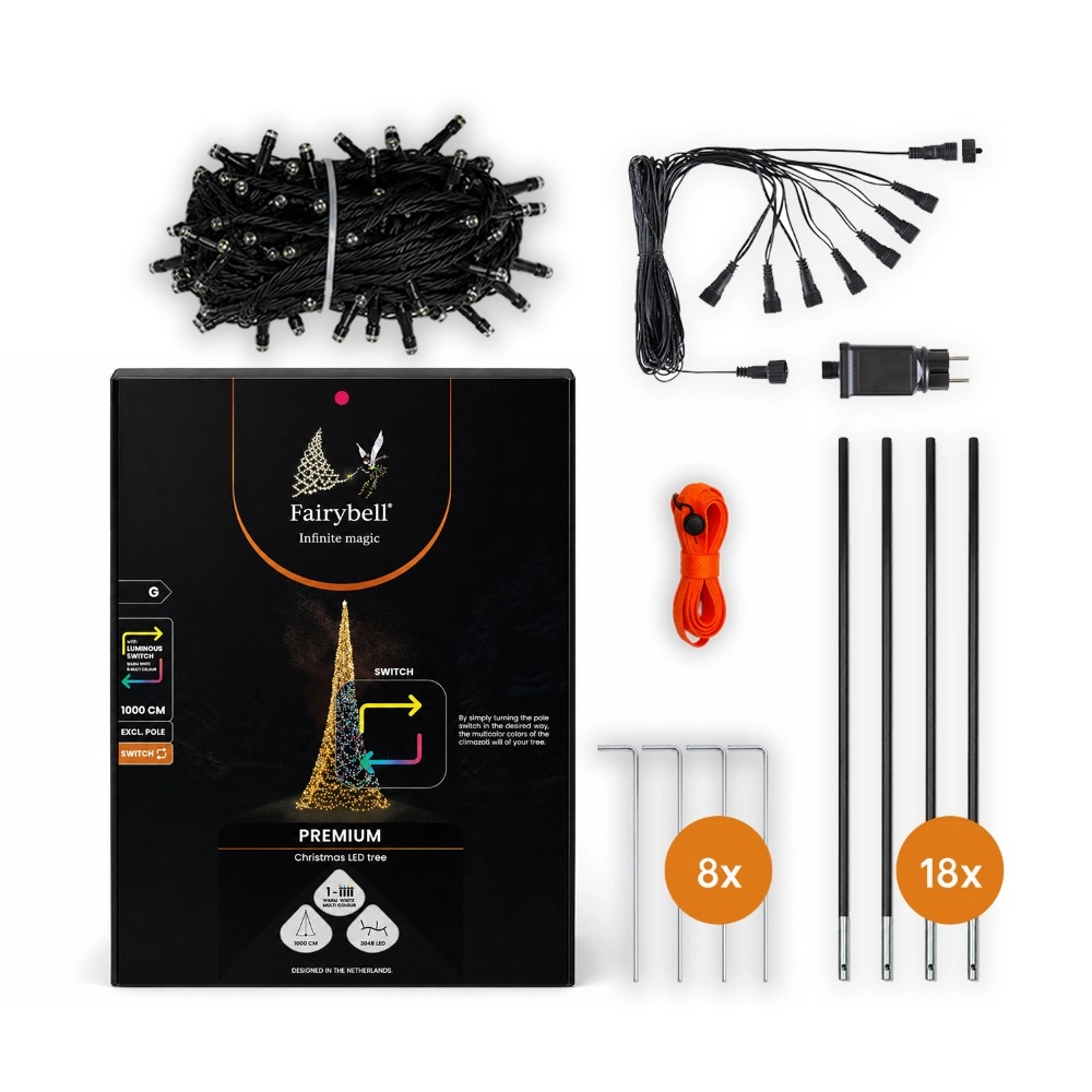 10 meter - 2048 Led -Luminous Switch - Incl. Pole