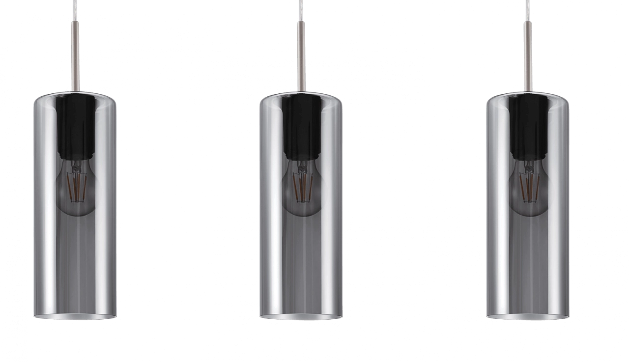 Dining room hanging lamp Selvino 3-light stainless steel with smoke glass Eglo 9002759986957