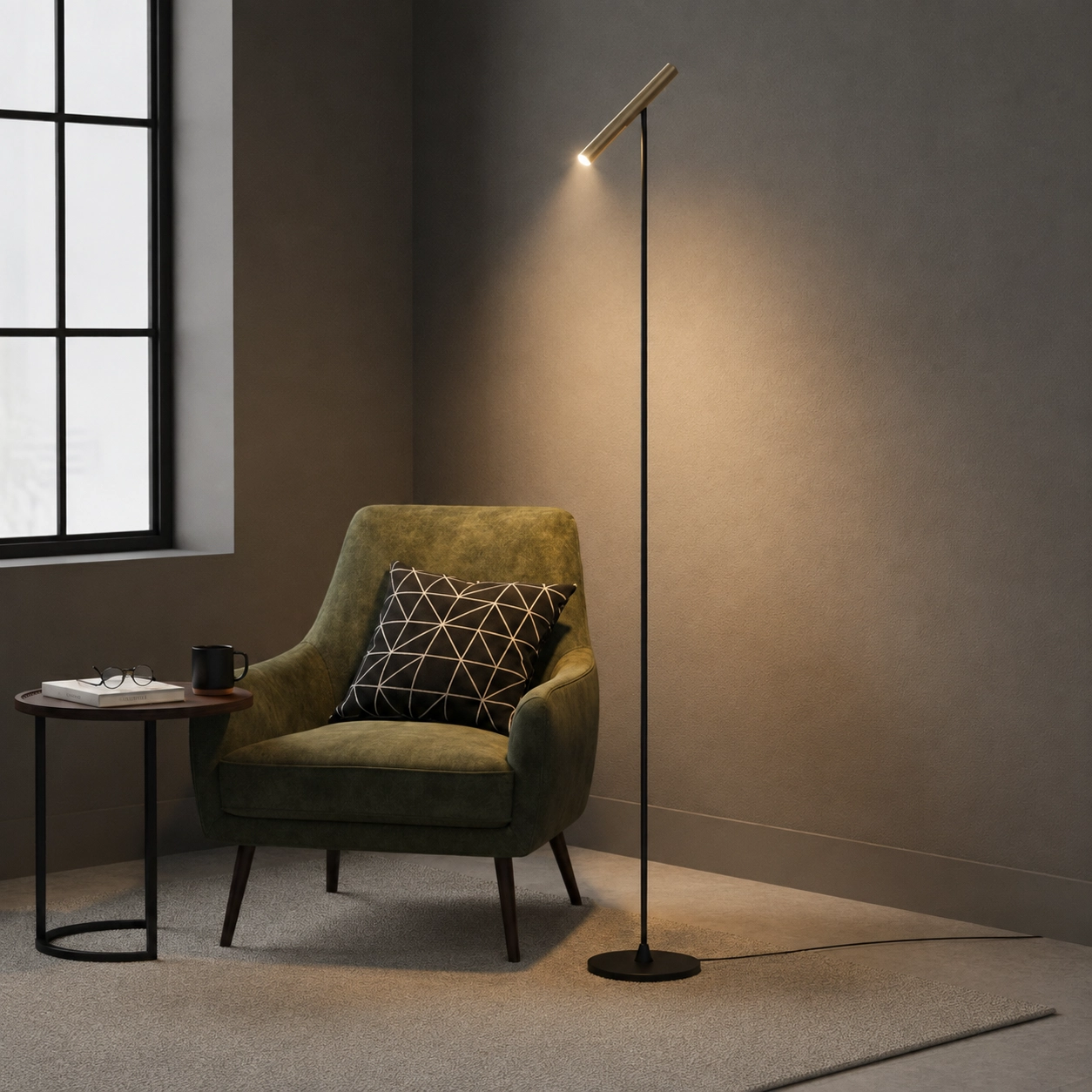 Design floor lamp Kansas black with champagne