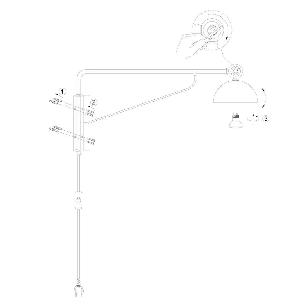 Wall lamp Pintino black with bronze Steinhauer 8712746176506