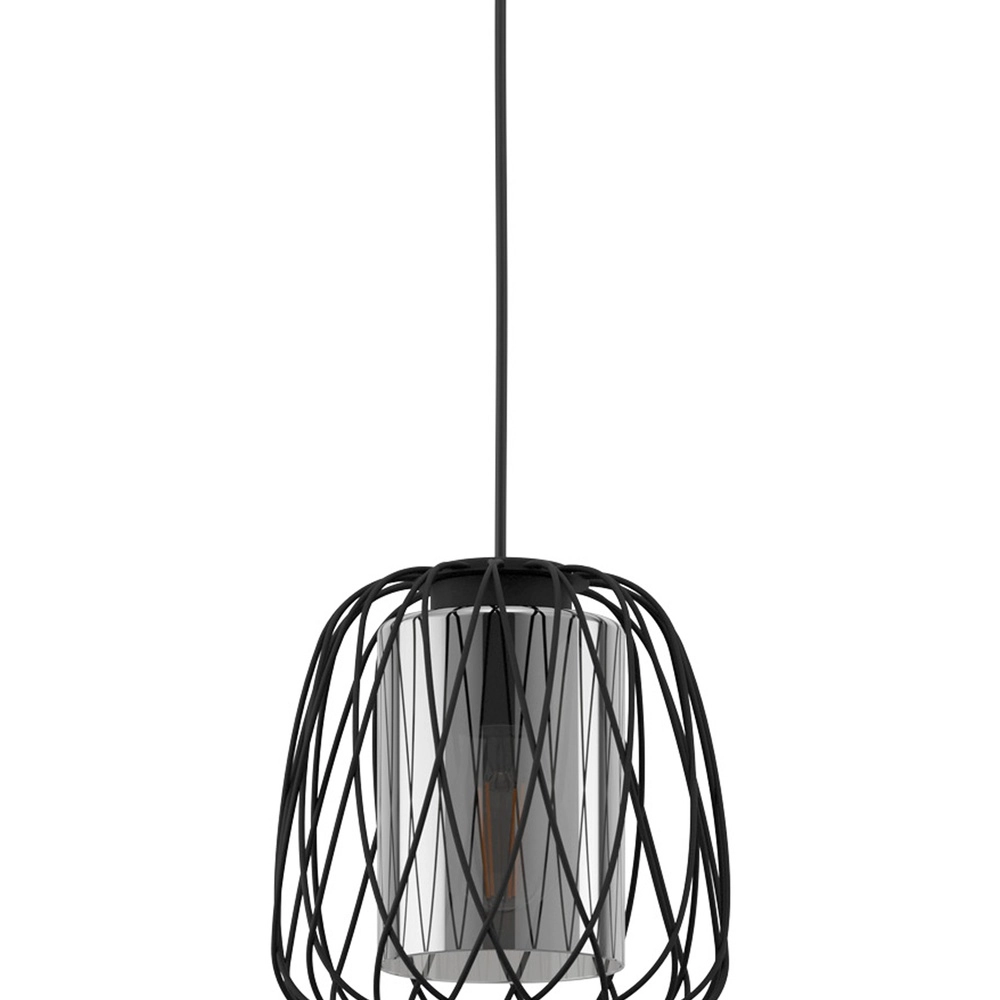 Wire pendant lamp Floresta Ø 20cm - with smoke glass Eglo 9002759997052