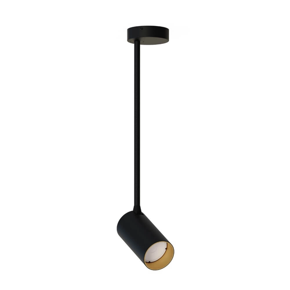 Black with gold surface-mounted spotlight Mono Long