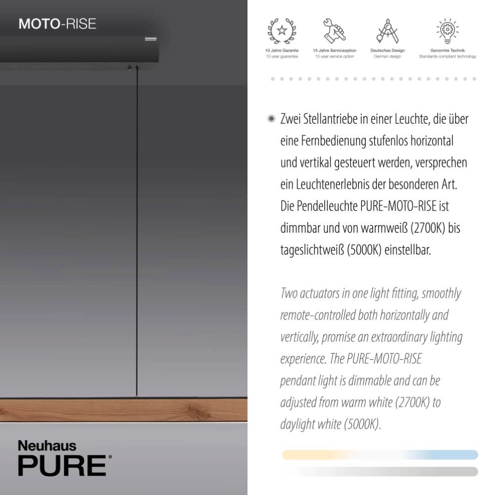 Design hanging lamp Pure Moto-Rise wood Paul Neuhaus 4012248374443