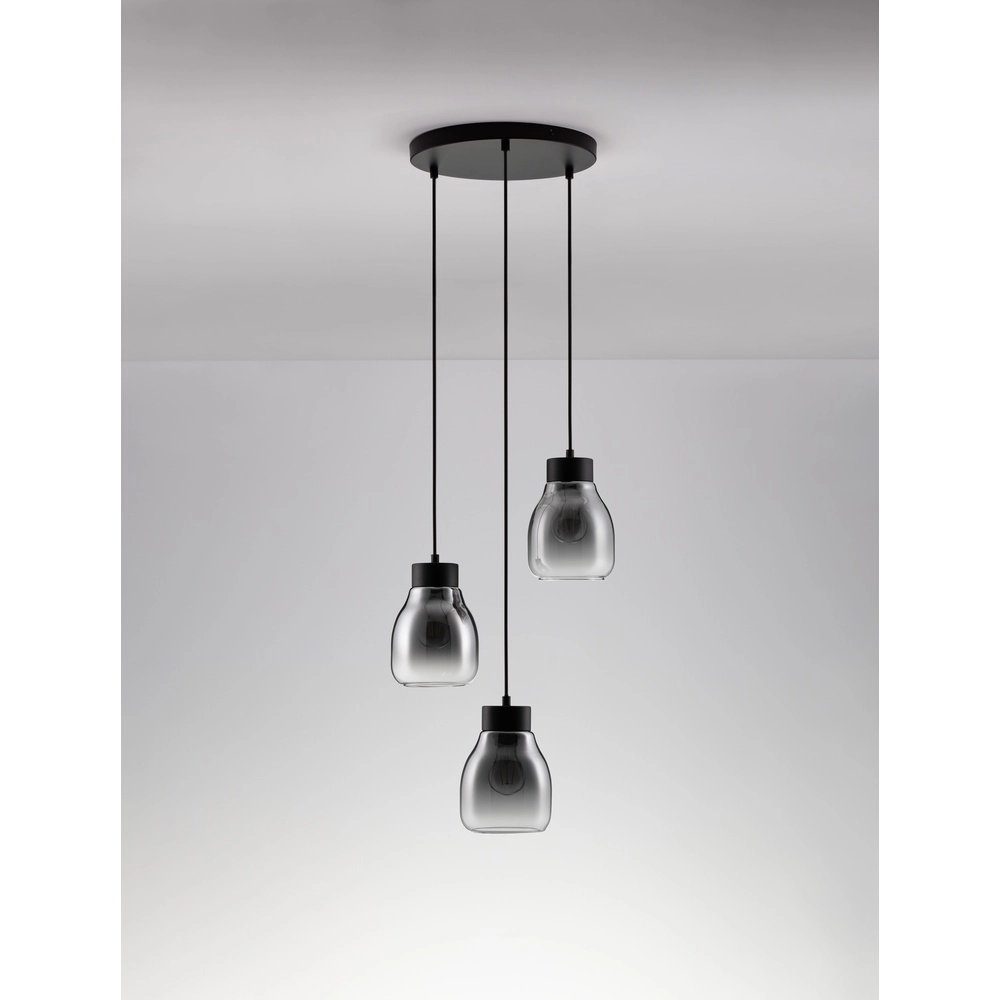 Pendant lamp Blacu 3-light black round Lyora 5212017447487