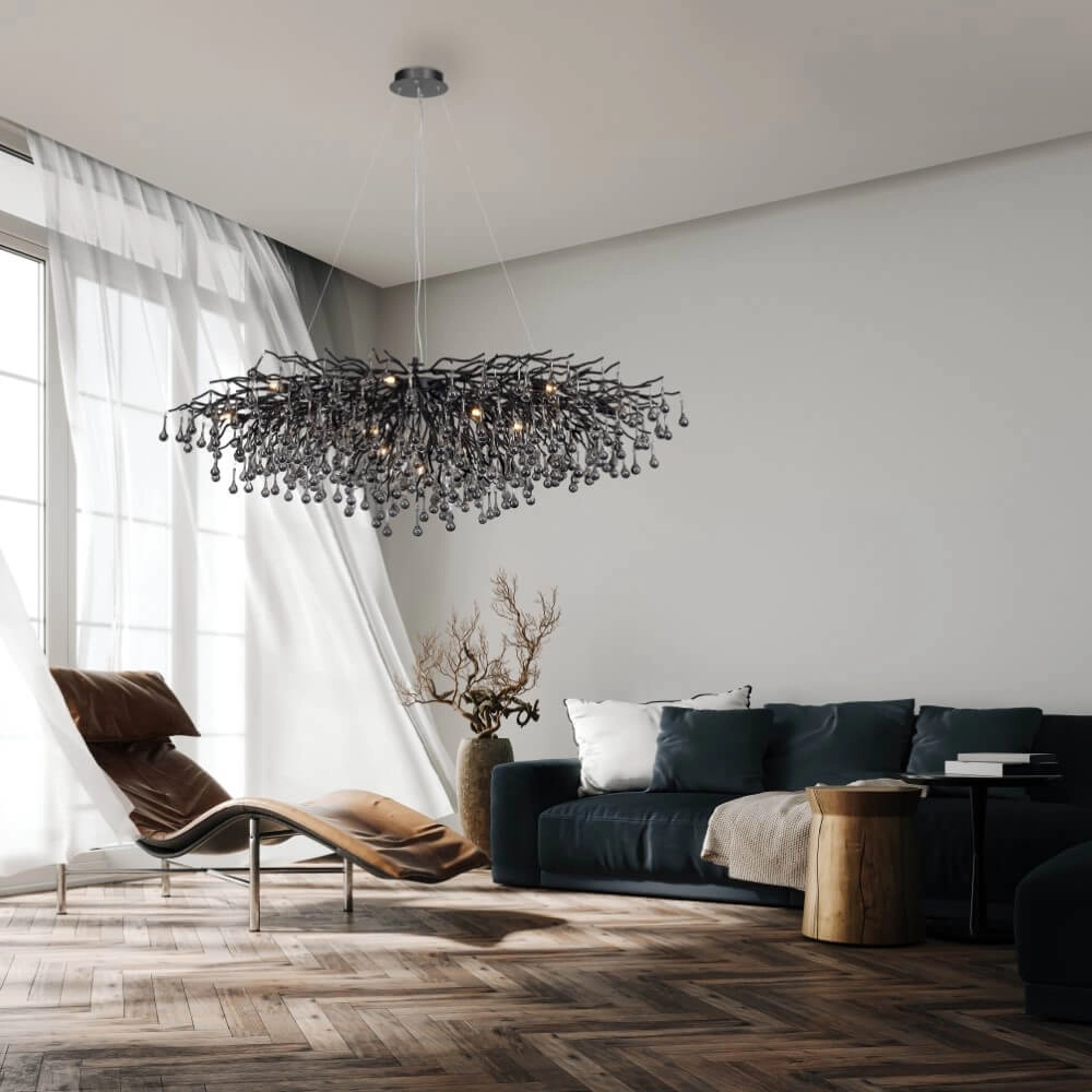 Large chandelier Icicle black Paul Neuhaus 4012248377543