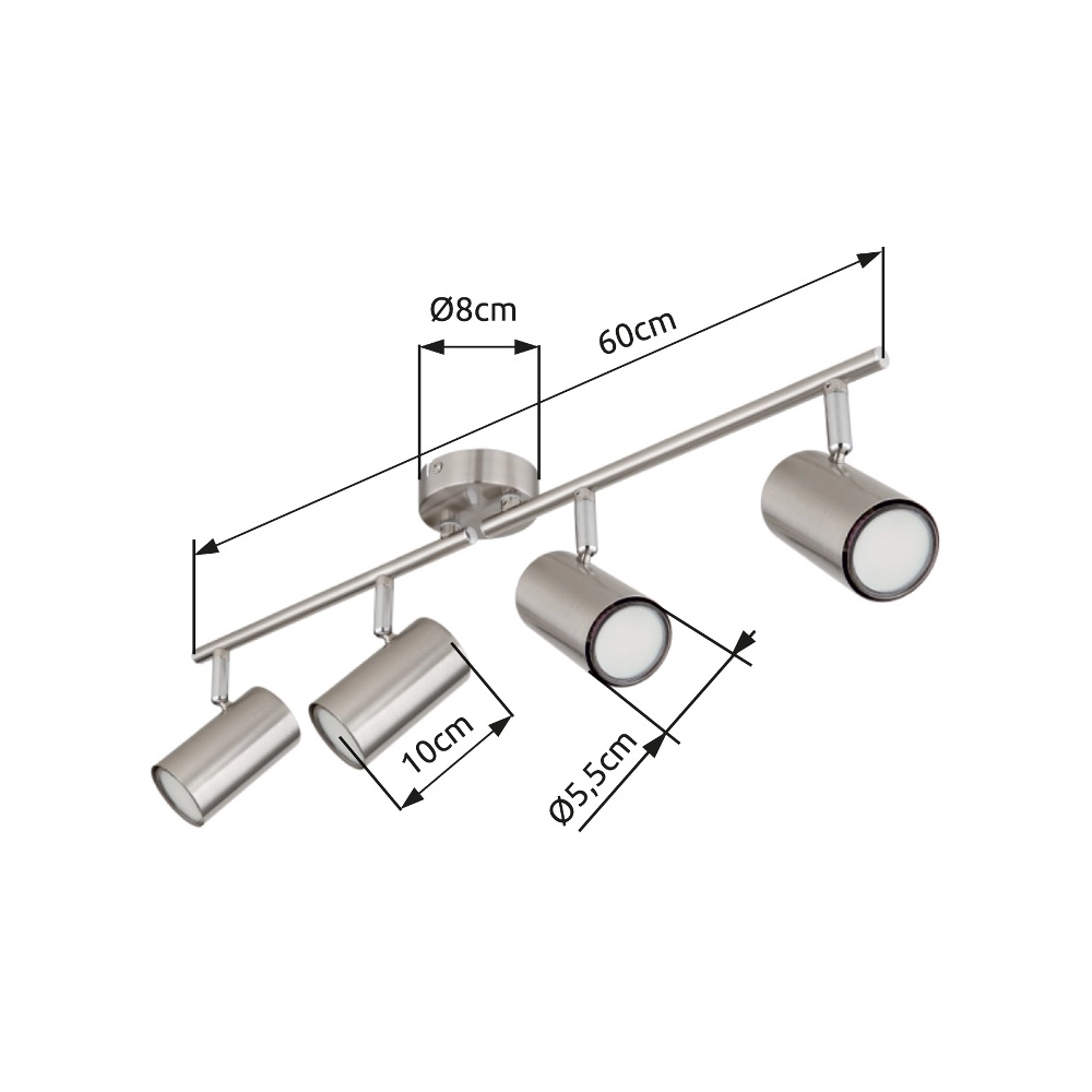 4-light ceiling lamp Allvi nickel Globo 9007371448777
