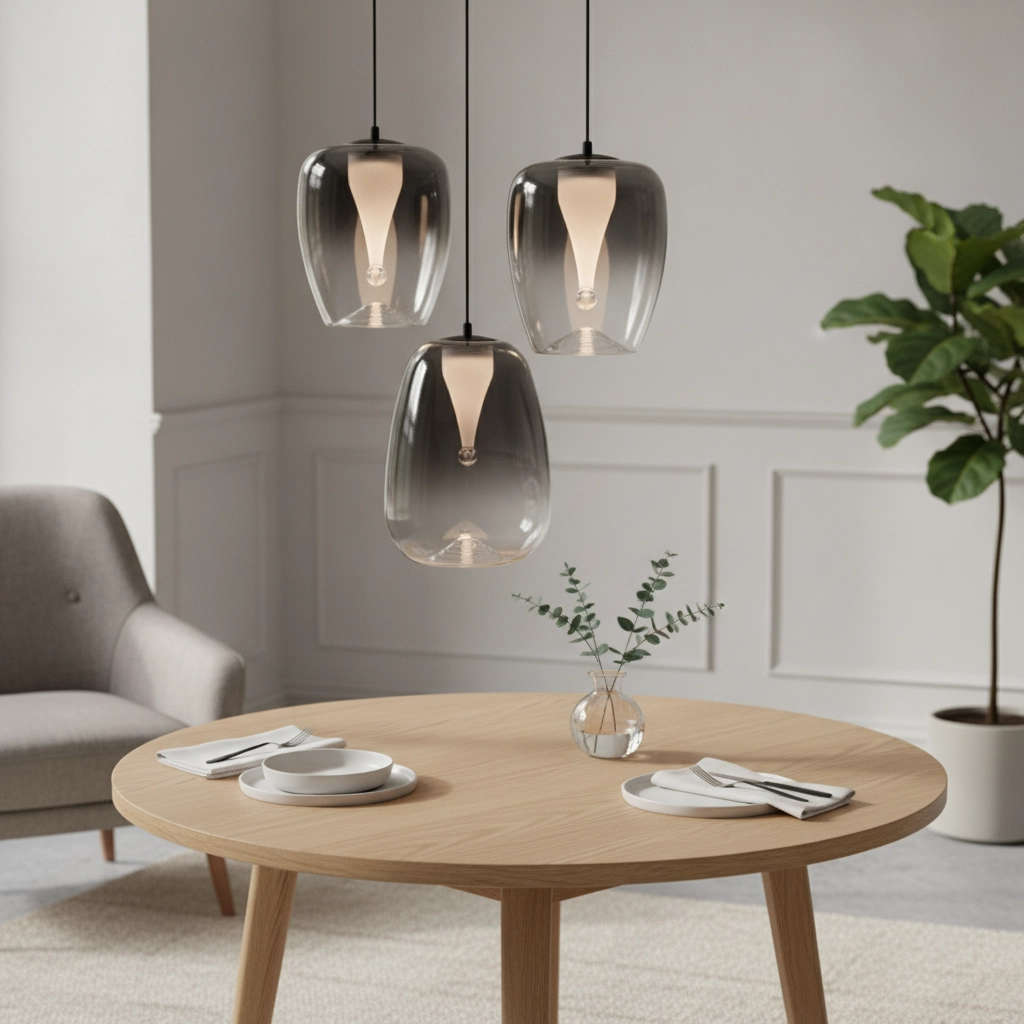 Design pendant lamp Oblo 3-light smoke glass