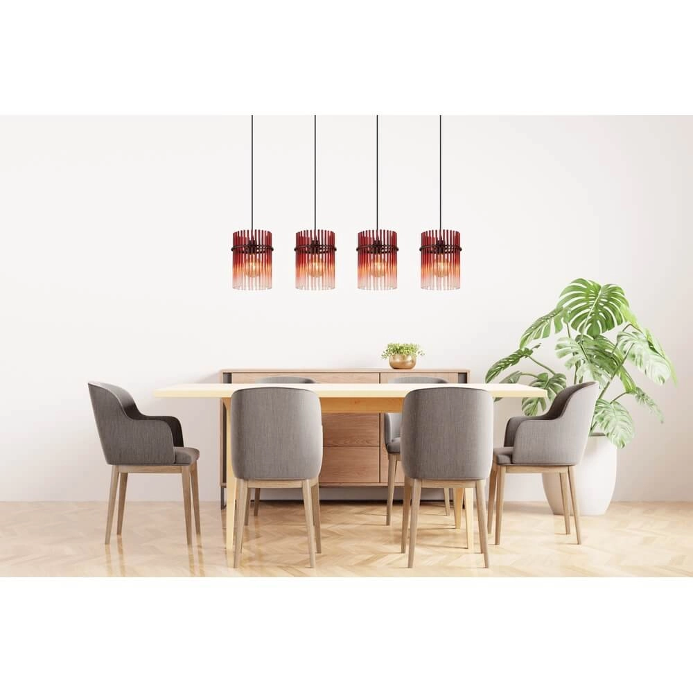 Black pendant lamp Gorley with red glass 4-lights Globo 9007371471966