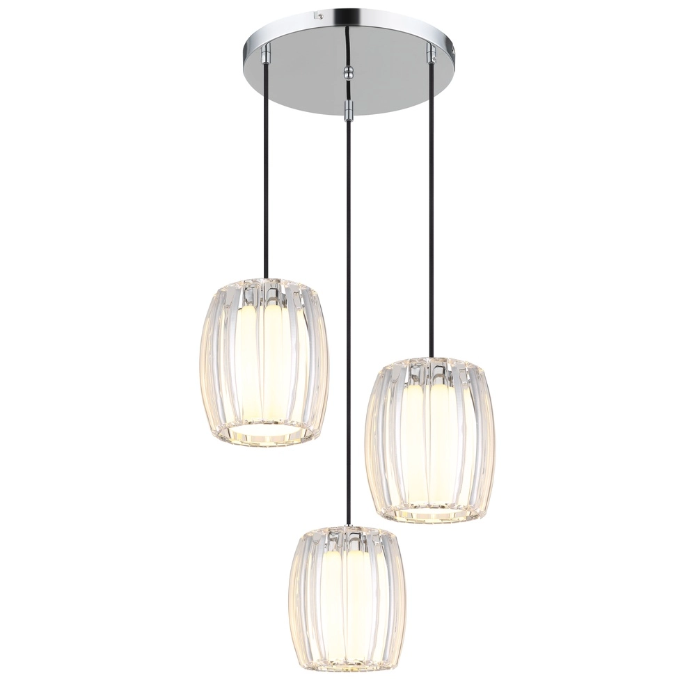3-light pendant lamp Maribel chrome round