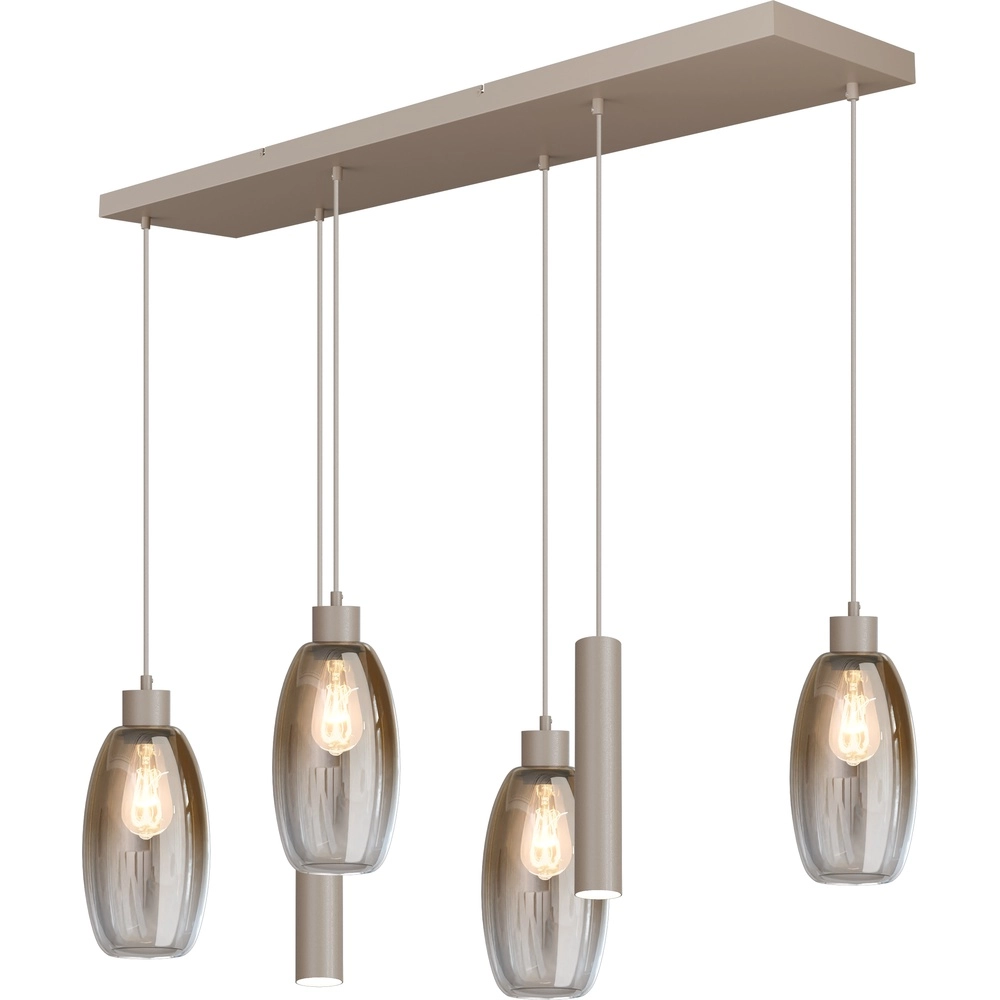 Glass pendant lamp Olive 4x Ø 15cm - 2x Run - sand