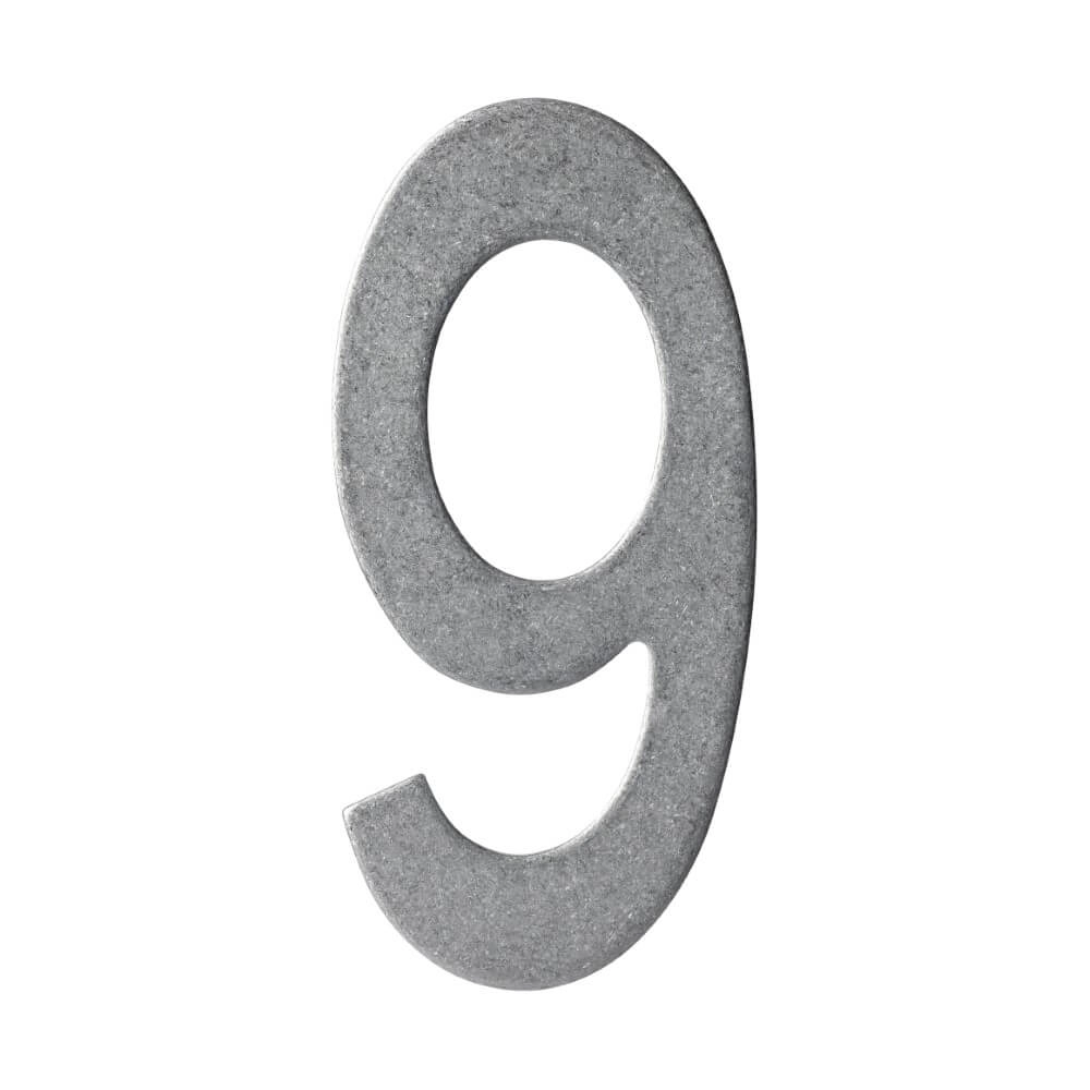 House number 9 Numbra 15cm stainless steel tumbled