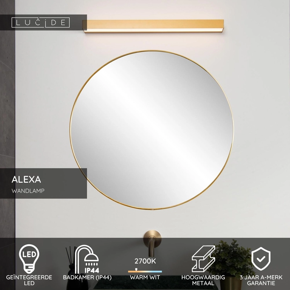 Bathroom wall lamp Alexa 60cm gold - IP44 - 8W Lucide 5411212040510