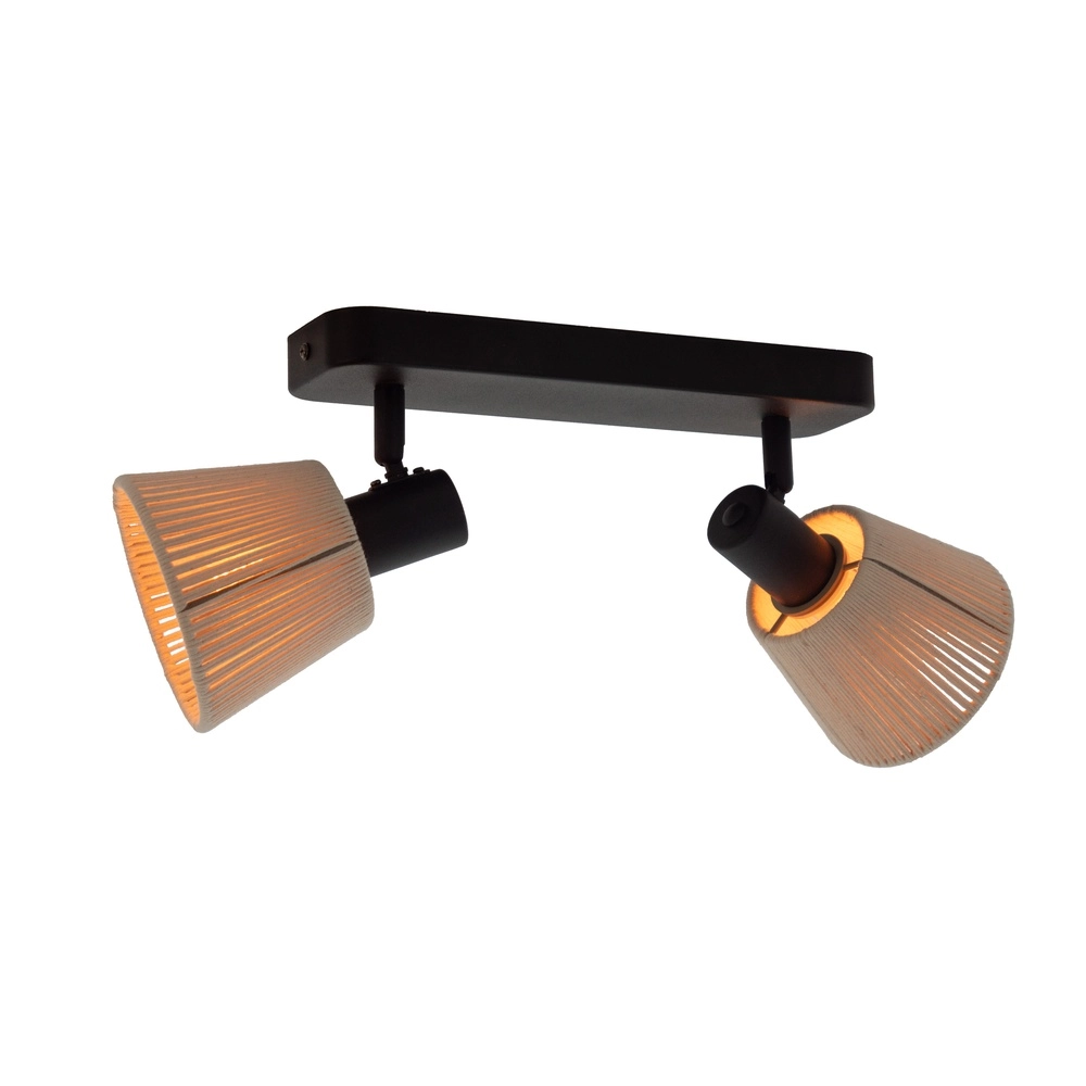 Ceiling lamp Seagard black with rattan 2-lights