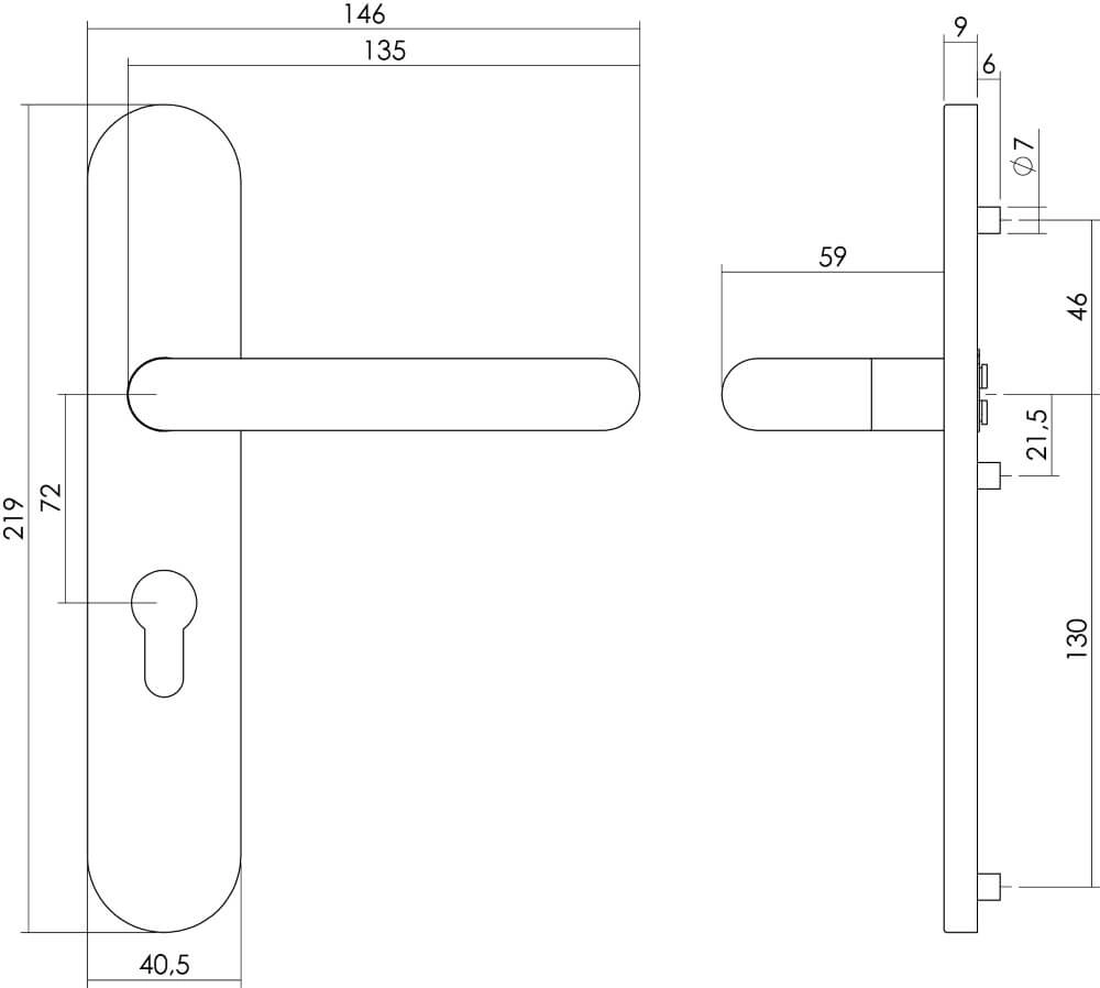 Door handle Rond PC 72mm stainless steel Intersteel 8714186172063