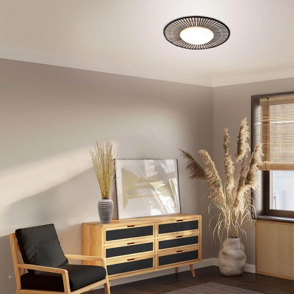 Ceiling lamp Aura black with bamboo Steinhauer 8712746174144