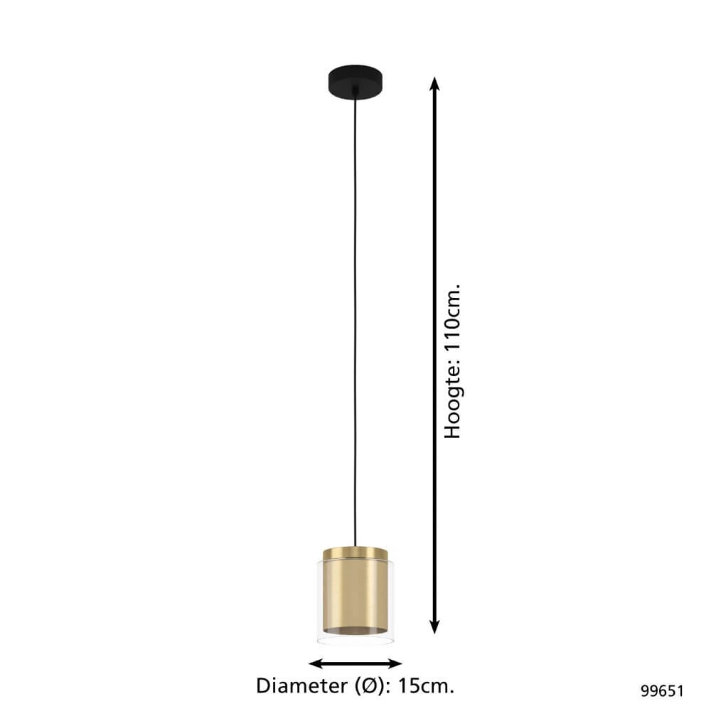 Glass hanging lamp Lagunitas with gold Eglo 9002759996512