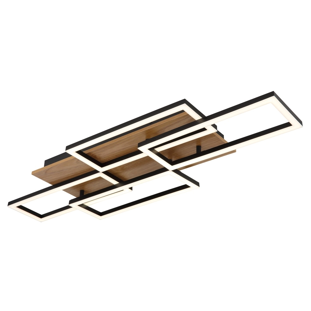 Design ceiling lamp Jeffry black with wood