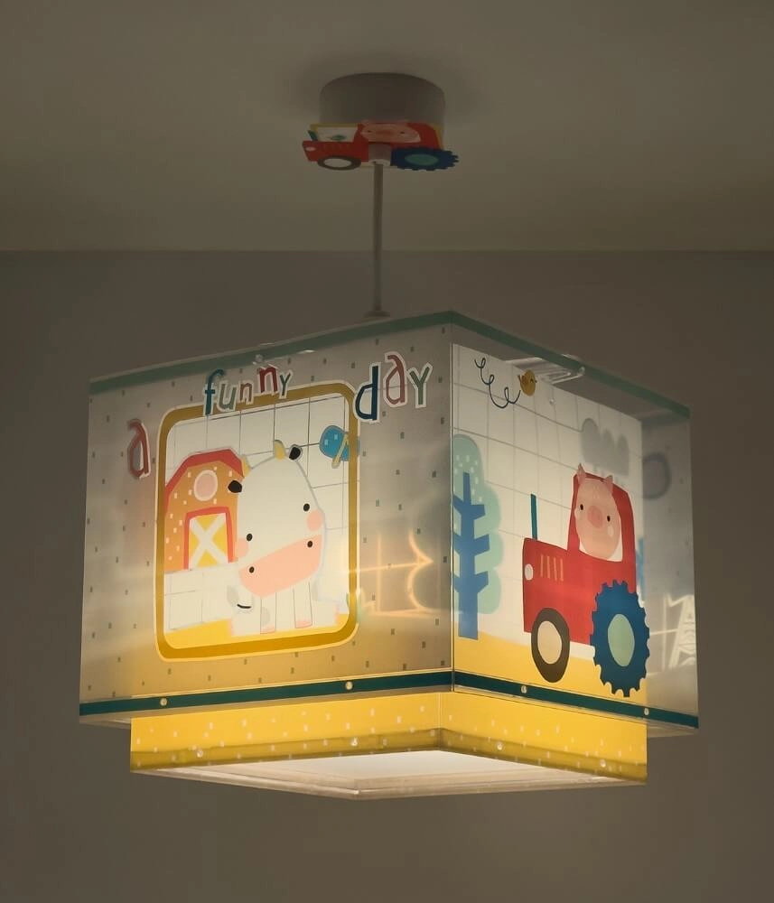 Children's room pendant lamp My Farm yellow with white Dalber 8420406634029