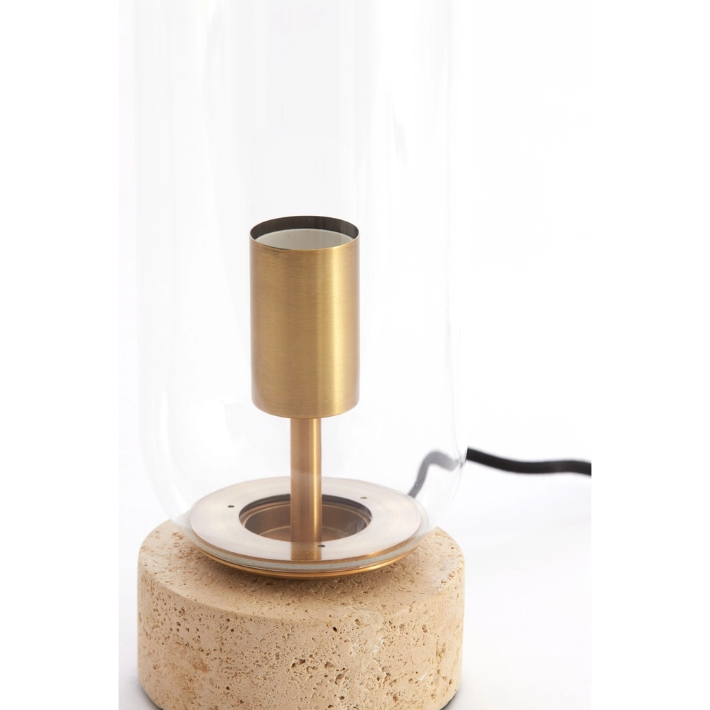 Glass table lamp Rylano 47cm - with travertine Light & Living 8717807730680