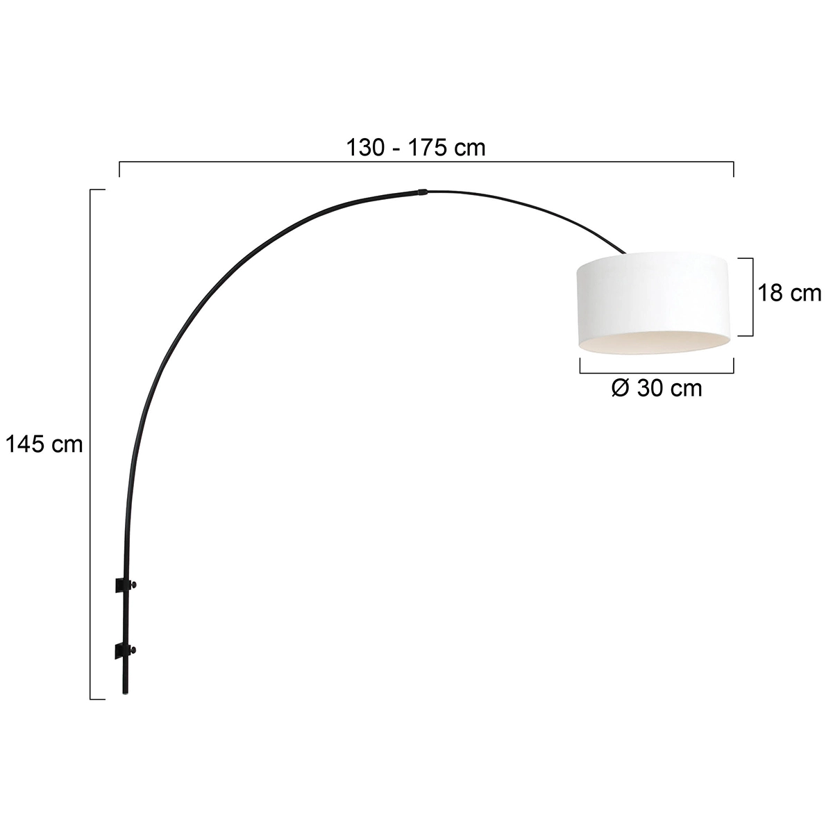 Wall Arc Lamp Sparkled black with white hood Steinhauer 8712746146080