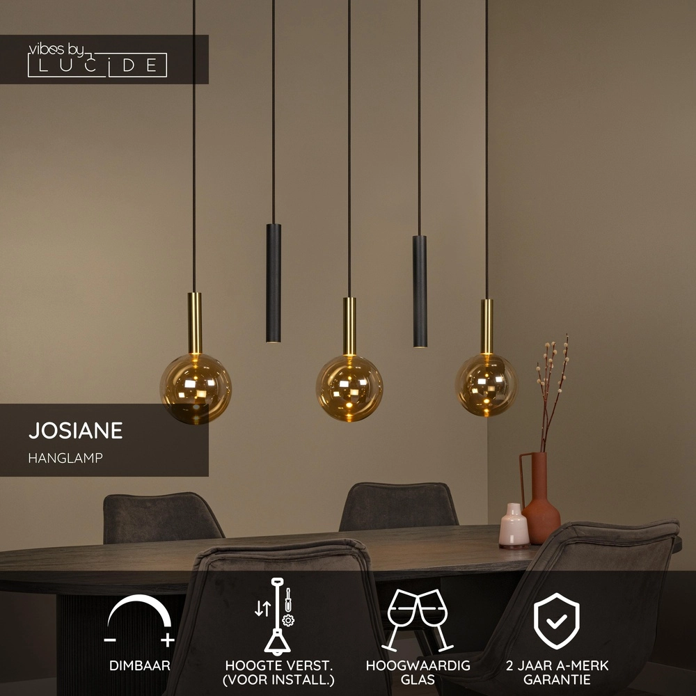 5-light pendant lamp Josiane black with gold Lucide Vibes 5411212212276