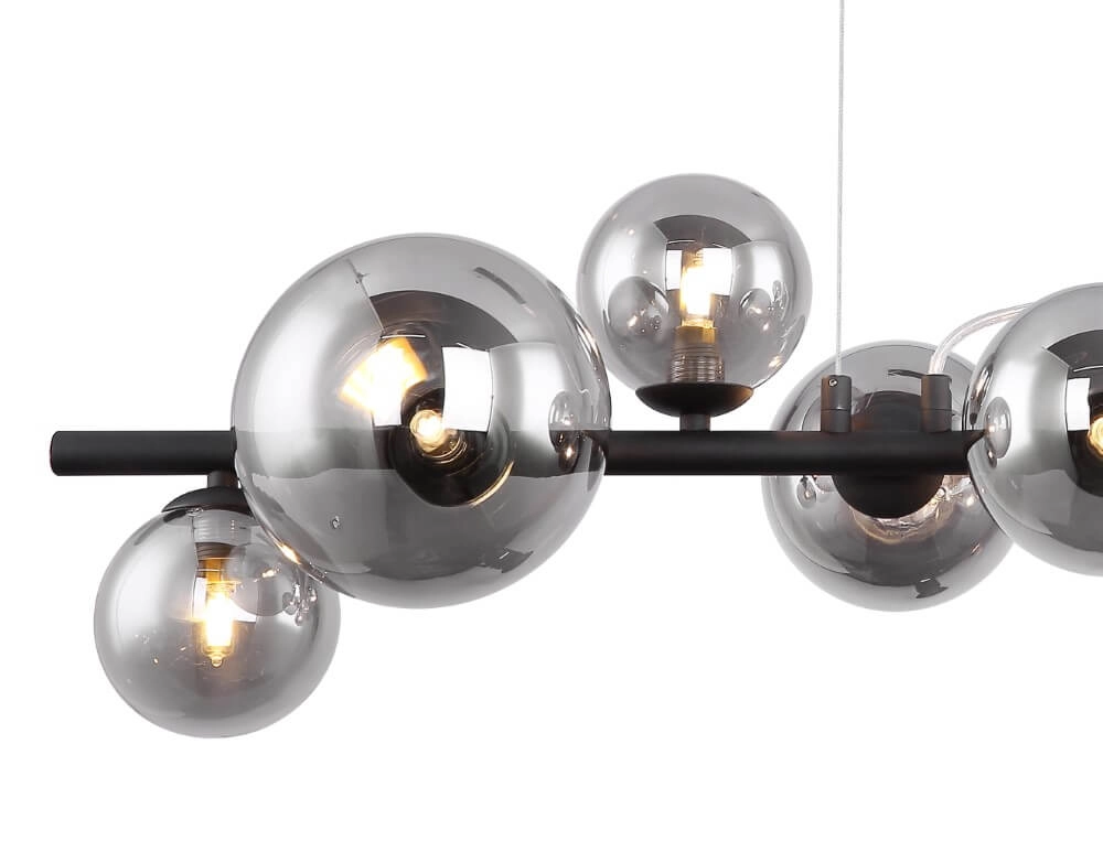 Black pendant lamp with smoke glass Riha Globo 9007371387038