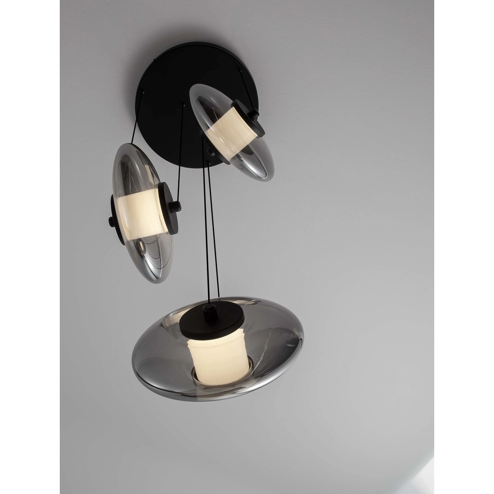Unique pendant lamp Ballet Black 3-light round Lyora 5212017458438