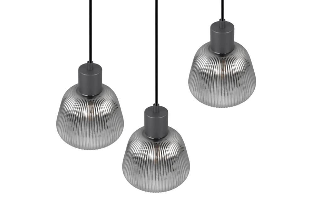 Vide pendant lamp Tarifa with ribbed glass Trio 4017807615807