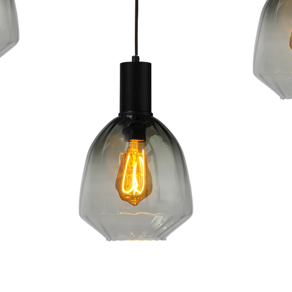 5-light hanging lamp - black - Porto with Nicolette green glasses Masterlight 8718121270364