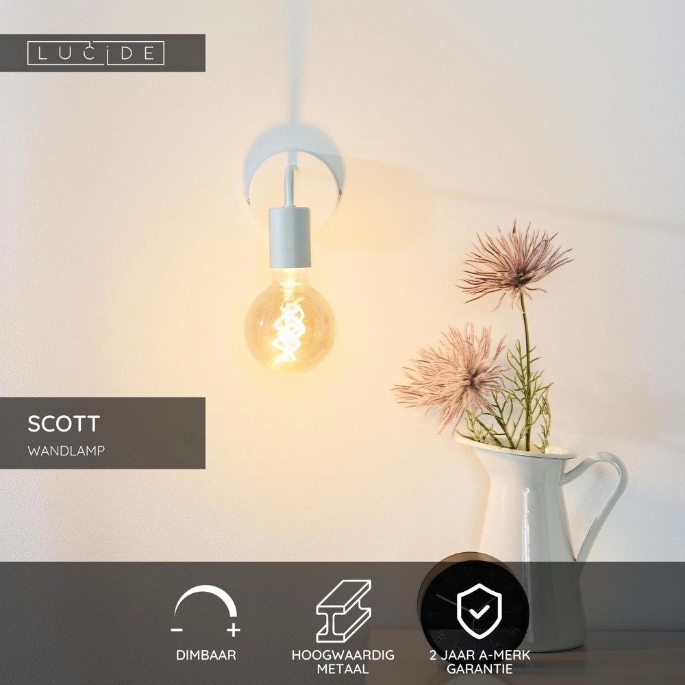 White wall lamp Scott Design Lucide 5411212450661