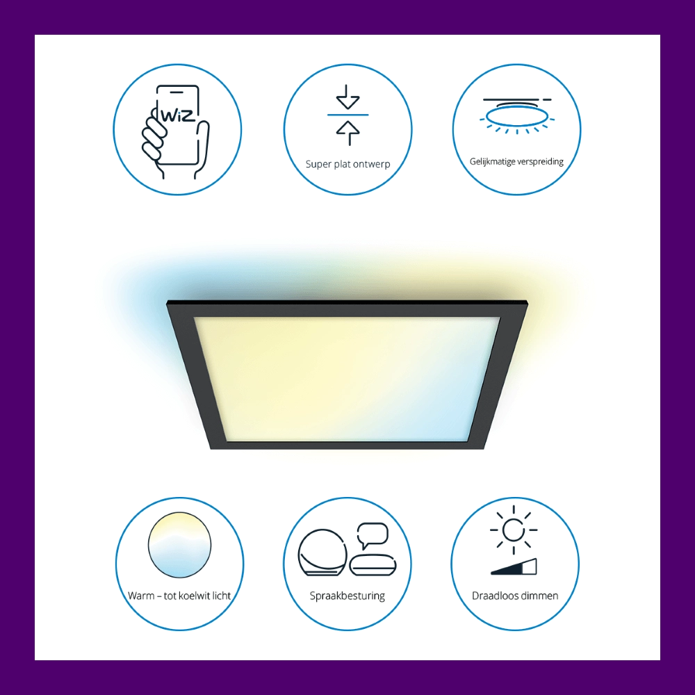 Ceiling light Panel black - 36W WiZ 8719514554870