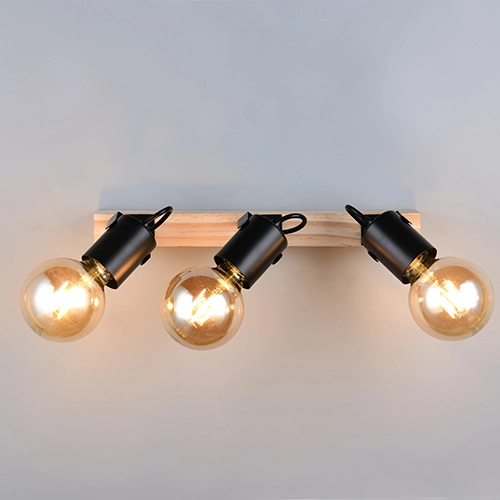 Ceiling lamp 3-lights Lynar black with wood Trio 4017807671995