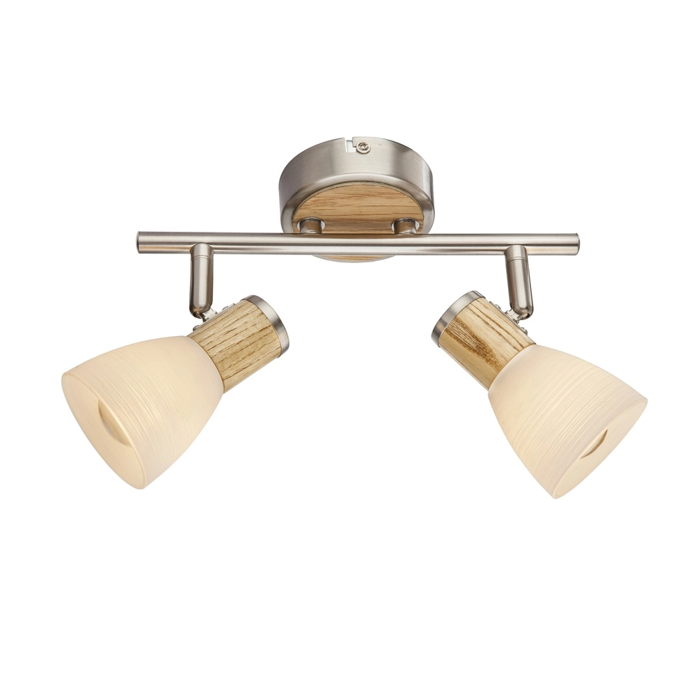 Ceiling lamp Gylfi Nickel with wood 2-lights