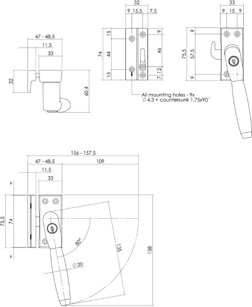 Window closure Ton 400 Lockable right Intersteel 8714186130704