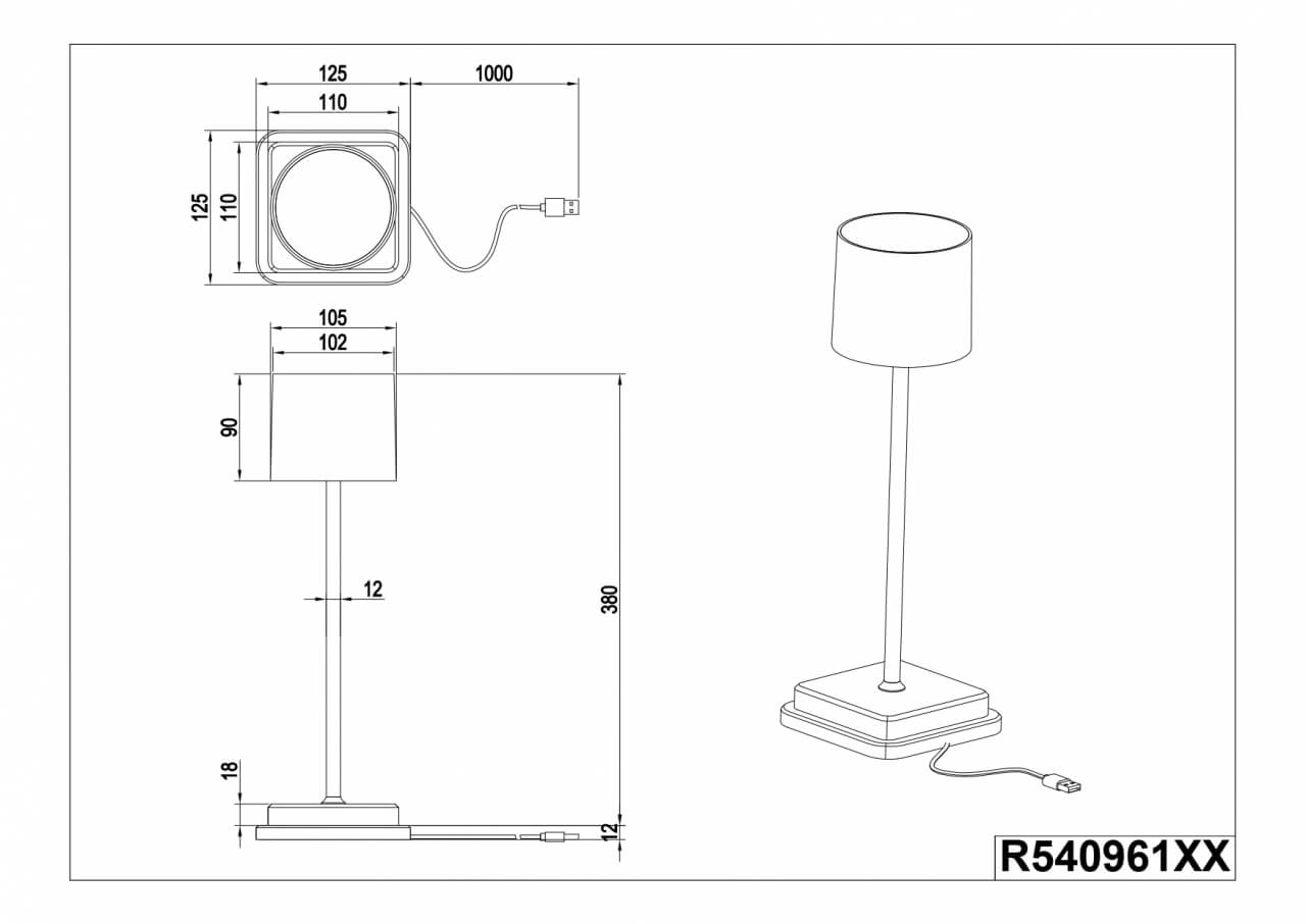 Rechargeable table lamp Fernandez black Trio 4017807564334
