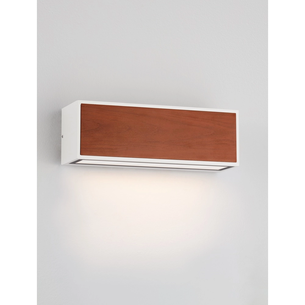 Solar wall lamp Brown white with wood