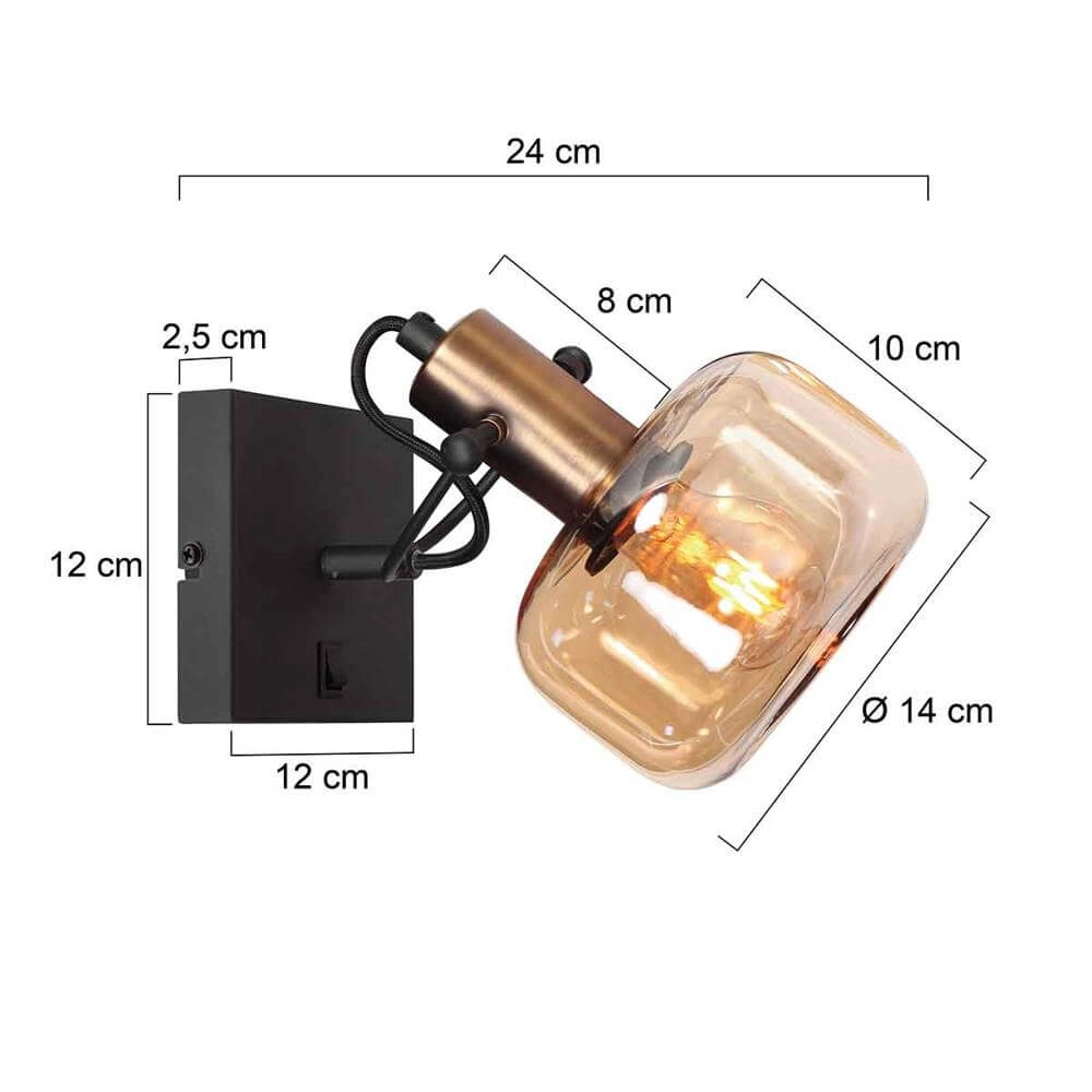 Wall lamp Glaslic Amber glass Steinhauer 8712746174014