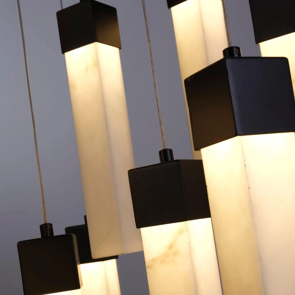10-light vide pendant lamp Moonbeam black Searchlight 5053423273778