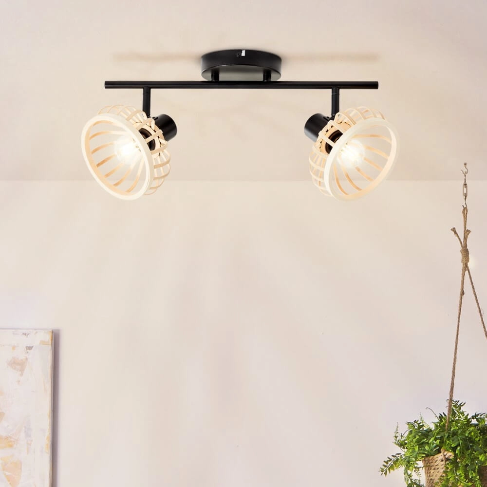 Wooden ceiling lamp Norah 2-light Brilliant 4004353409523
