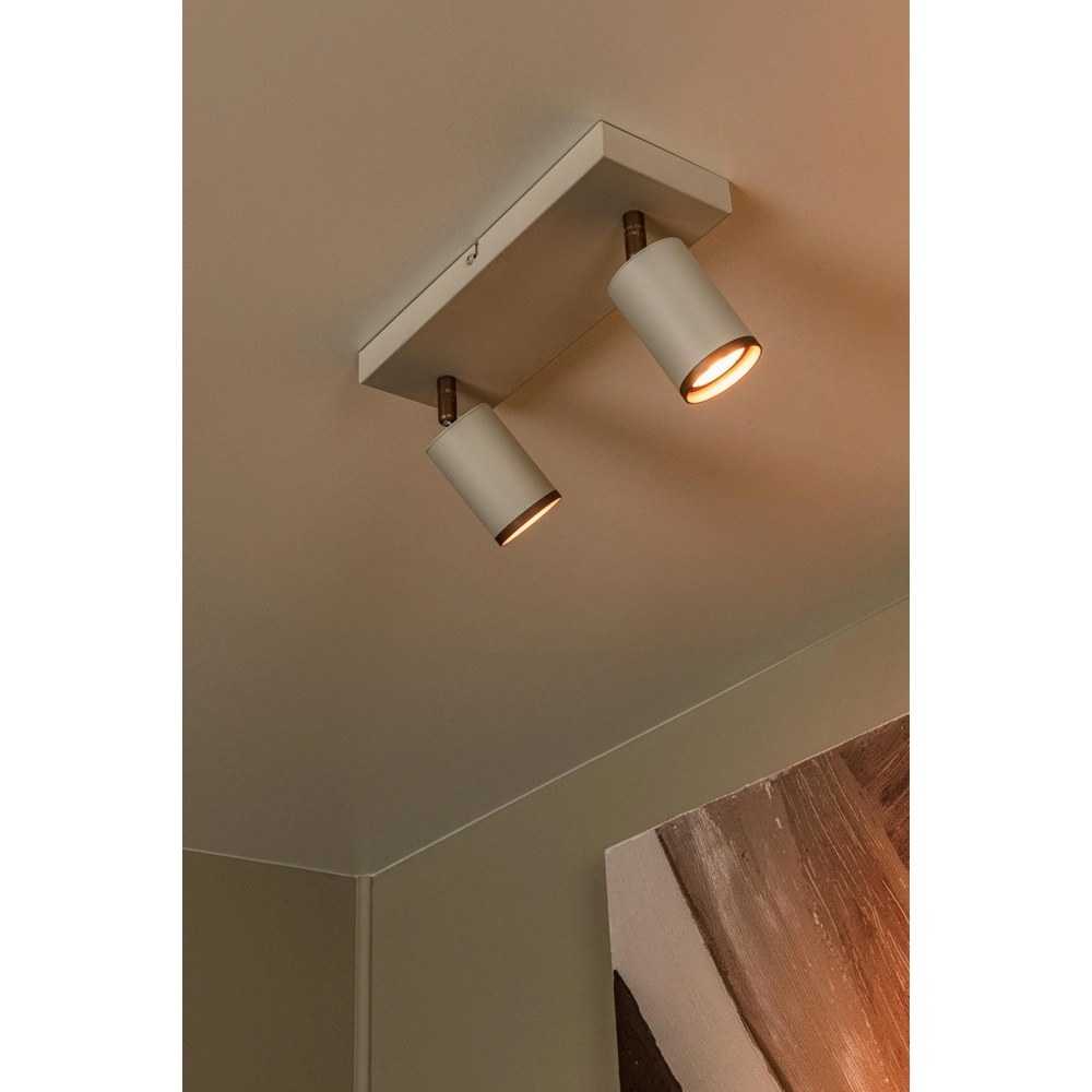 Ceiling spotlight Regina 2-light taupe with coffee brown Lucide 5411212531216