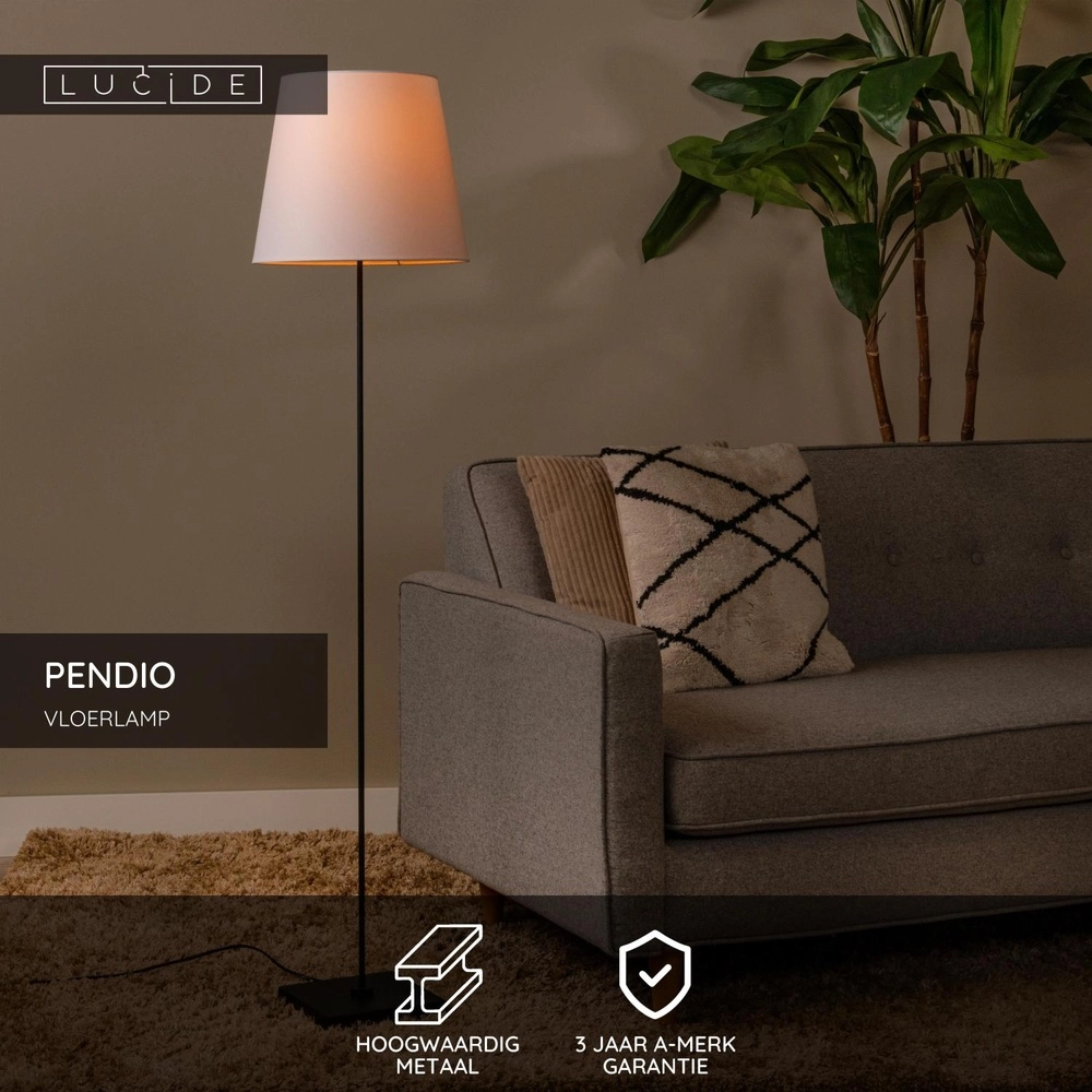Floor lamp Pendio black with white hood Lucide 5411212194084
